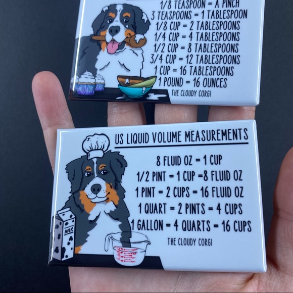 Bernese Mountain Dog Measuring Chart Magnet Set Cooking Baking Guide - Picture 4 of 5